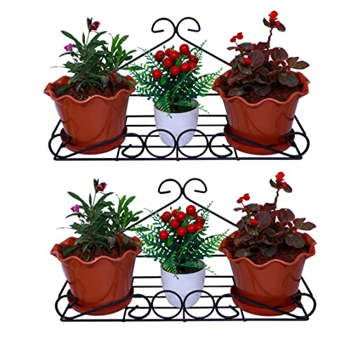 D&V ENGINEERING - Creative in innovation D&V Engineering Metal wall fixing wall mounting wall hanging plant planter pot stand bracket for Balcony(51 x 21cm) (Set of 2) - Image 1