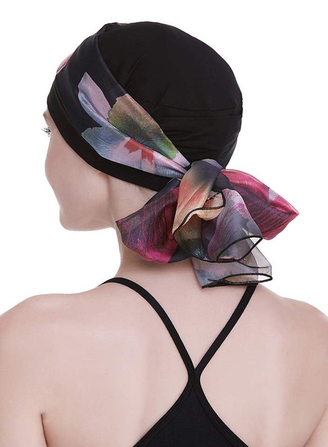 فوكوس كير عمامات فوكس كير السوداء لعلاج السرطان لدى النساء المصابات بالثعلبة، غطاء رأس طبي - Image 3