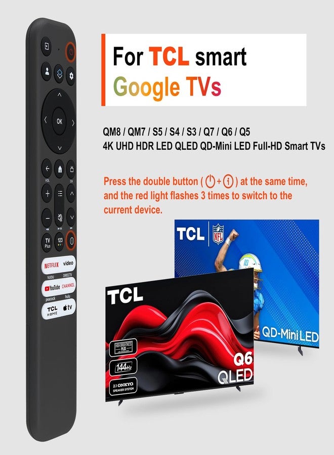 B BraiNice Replacement for TCL TV Remote Control, for TCL-Google/Roku-TV, Compatible with FHD HDR LED QLED 4K UHD Smart TV(No Voice) - Image 2
