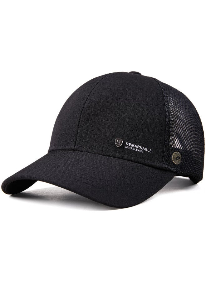 Denssyne Men's Thin Summer Sun Protection Half-mesh Hard Top Breathable Mesh Cap Duck Tongue Casual Fishing Outdoor Baseball Cap - Image 5