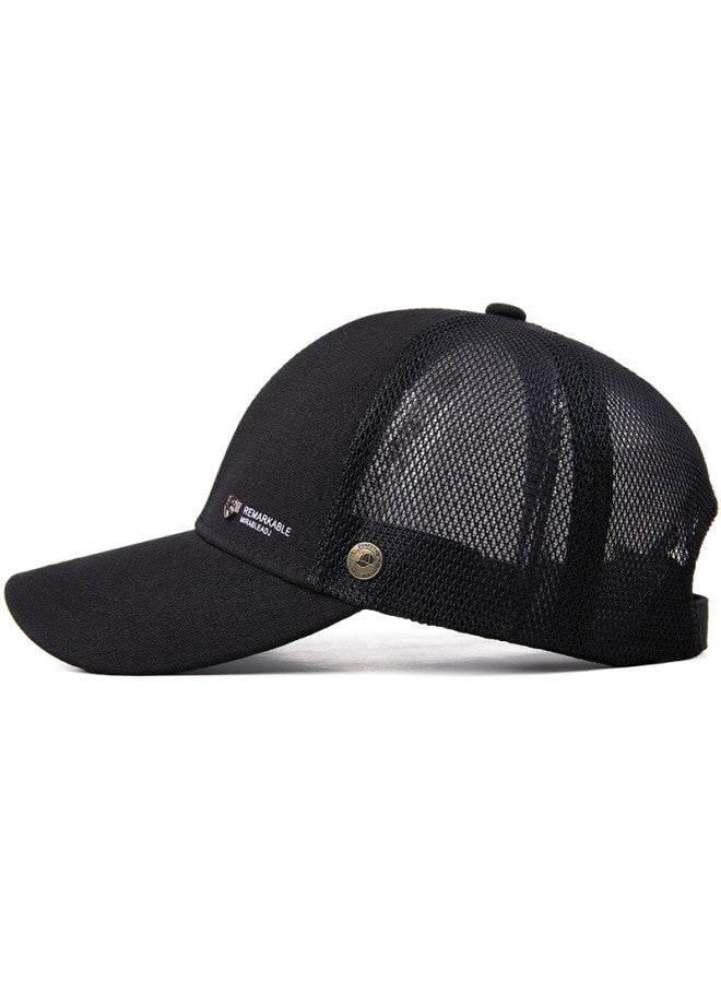 Denssyne Men's Thin Summer Sun Protection Half-mesh Hard Top Breathable Mesh Cap Duck Tongue Casual Fishing Outdoor Baseball Cap - Image 2
