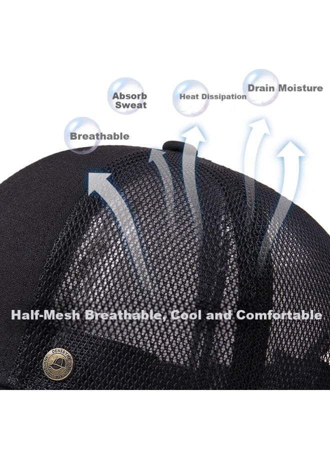 Denssyne Men's Thin Summer Sun Protection Half-mesh Hard Top Breathable Mesh Cap Duck Tongue Casual Fishing Outdoor Baseball Cap - Image 3