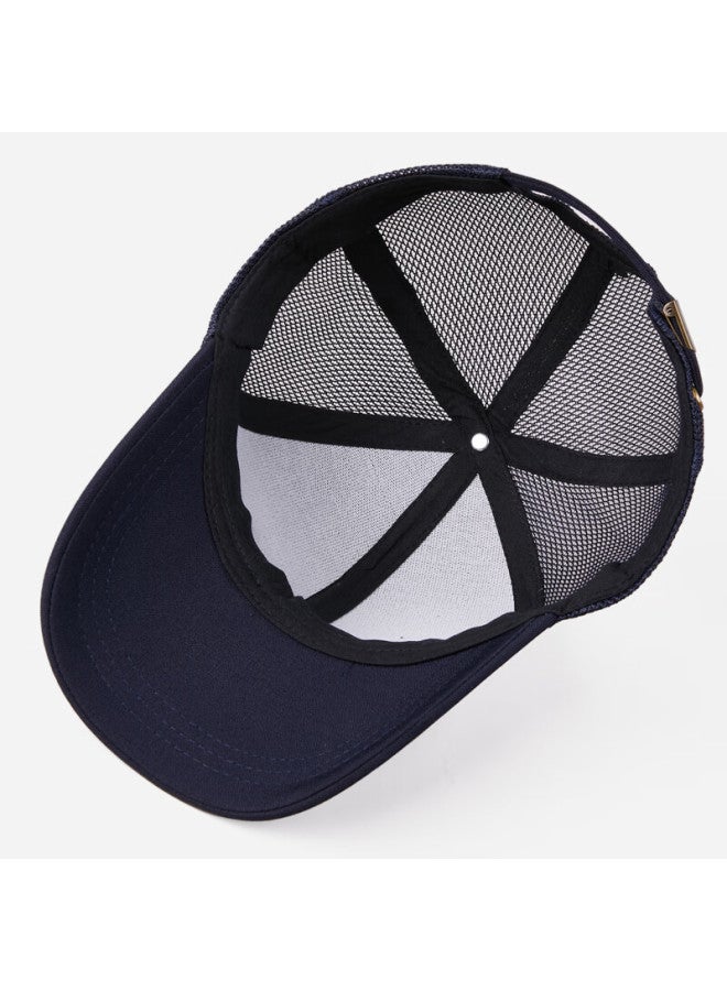 Denssyne Men's Thin Summer Sun Protection Half-mesh Hard Top Breathable Mesh Cap Duck Tongue Casual Fishing Outdoor Baseball Cap - Image 4