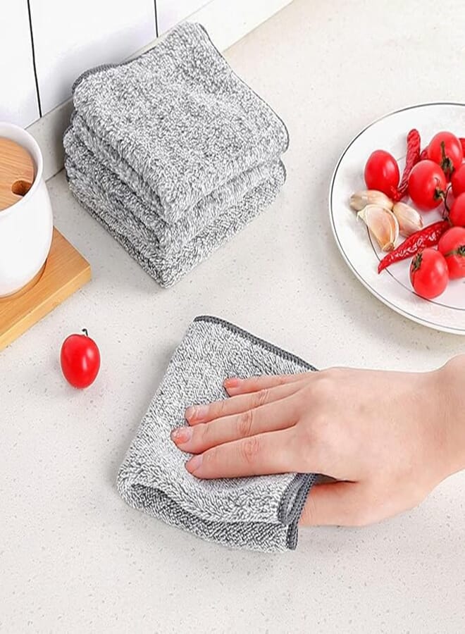 Set of 10 High Quality Microfiber Towels - Perfect Cleaning Without Residue - Daily Use in Kitchen and Car - 25x25cm - Grey - Effective in | Generic