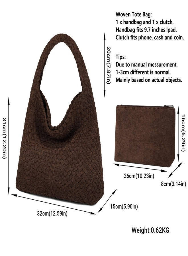 Queenoris Fashion Hobo Bags for Women Top-handle Shoulder Bag Vegan Leather Purses Soft Summer Tote Bag, Coffee-suede, Medium - Image 3