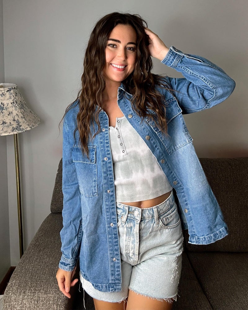 luvamia Oversize Blue Jean Jacket For Women Summer Spring Jackets For Women 2025 Country Concert Outfits Denim Tops Jacket Shackets For Women 2025 Size Medium Size 8 10 - Image 5