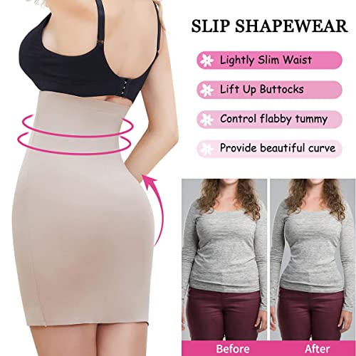 SLIMBELLE Half Slips Shaper Cool Comfort Seamless Firm Control Slip Shapewear Under Dress Tight Skirt Undergarments Beige S - Image 2