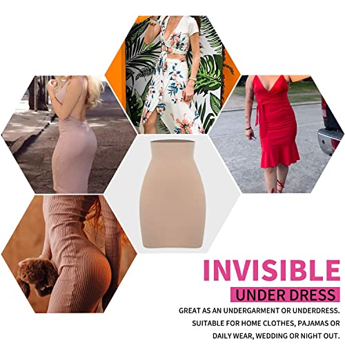 SLIMBELLE Half Slips Shaper Cool Comfort Seamless Firm Control Slip Shapewear Under Dress Tight Skirt Undergarments Beige S - Image 5