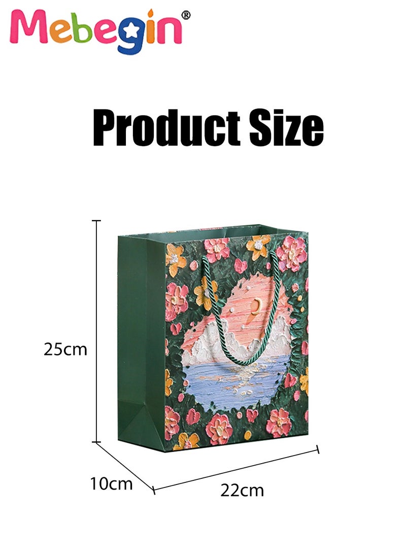 MEBEGIN 8 Pcs Premium Painted Bag with Handles, 22*25*10cm Beautiful Candy Favor Bags, 4 Kinds of Pattern Paper Bags for Wedding Brithday Parties, 2 Pcs of Each Pattern  - Image 4