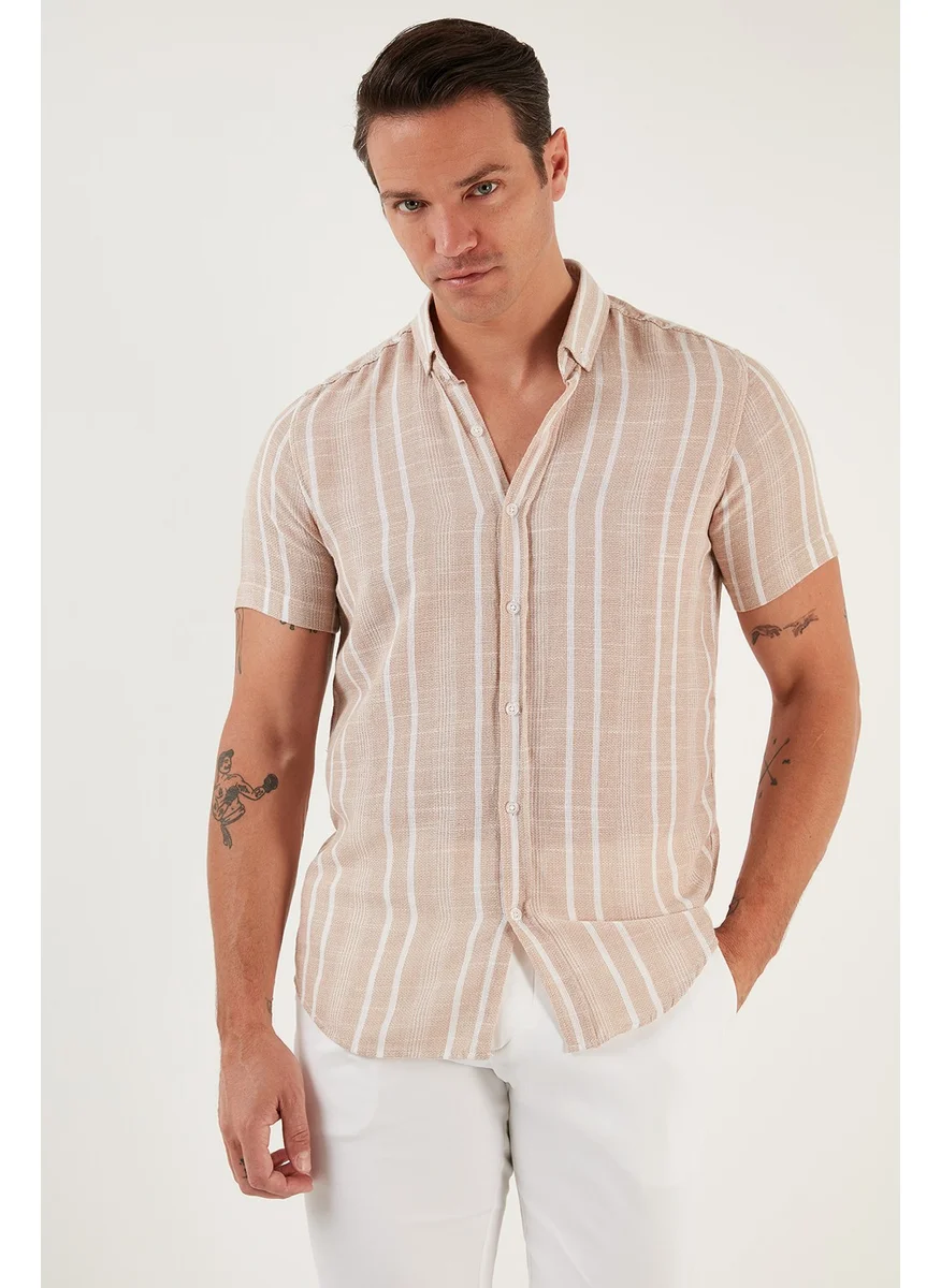 Buratti Slim Striped Button Collar Cotton Slim Fit Shirt Men's Shirt CF23S116097