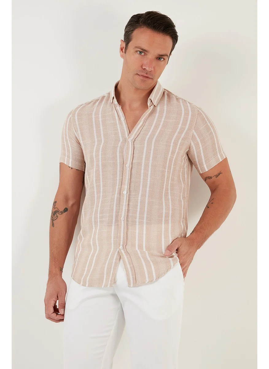 Buratti Slim Striped Button Collar Cotton Slim Fit Shirt Men's Shirt CF23S116097