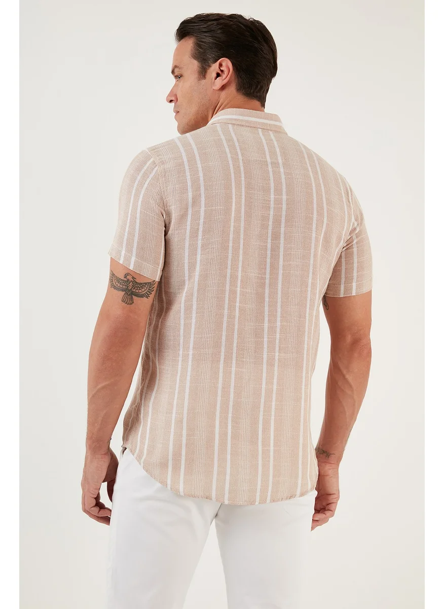 Buratti Slim Striped Button Collar Cotton Slim Fit Shirt Men's Shirt CF23S116097