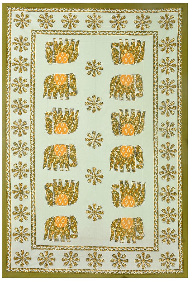 SkyKross - Everyday A New Thing SkyKross Everyday A New Thing Veda Cream Special Hathi Pure Soft Cotton Diwan Cover Set 8 Pcs Set 5 Cushion Cover2 Bolster Cover1 Bedsheet Green - Image 3