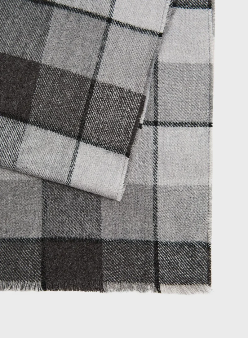 Mango Man Tricolour Check Scarf