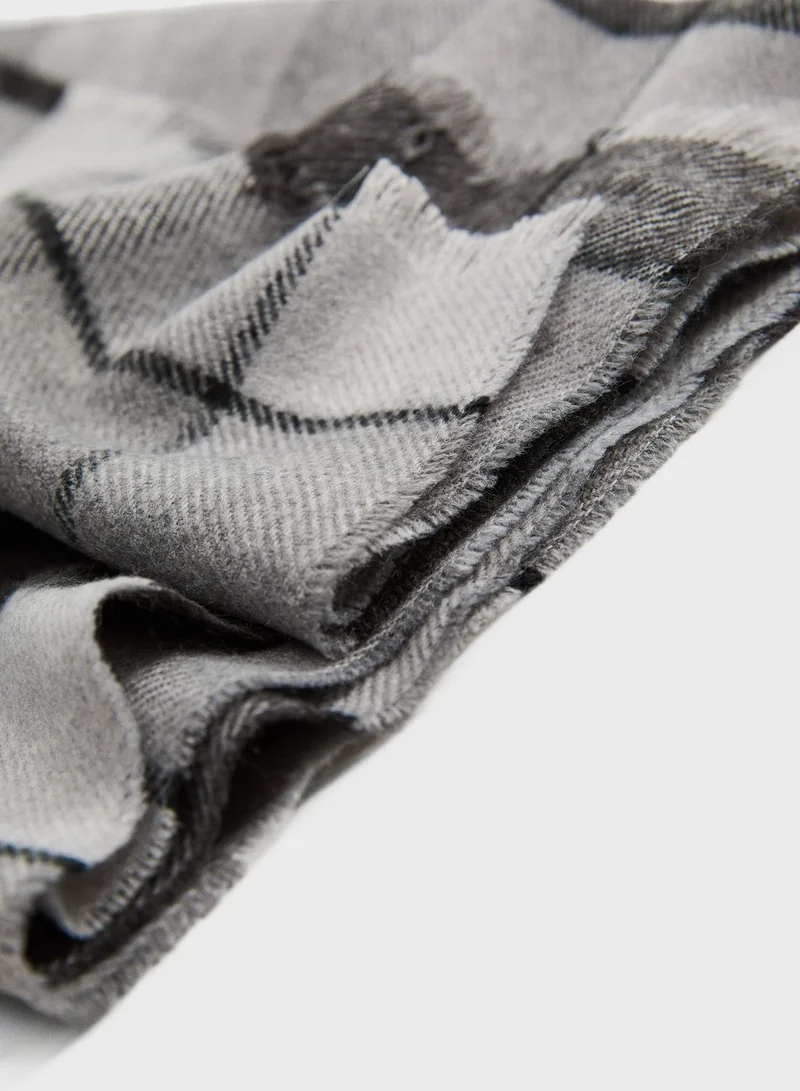 Mango Man Tricolour Check Scarf