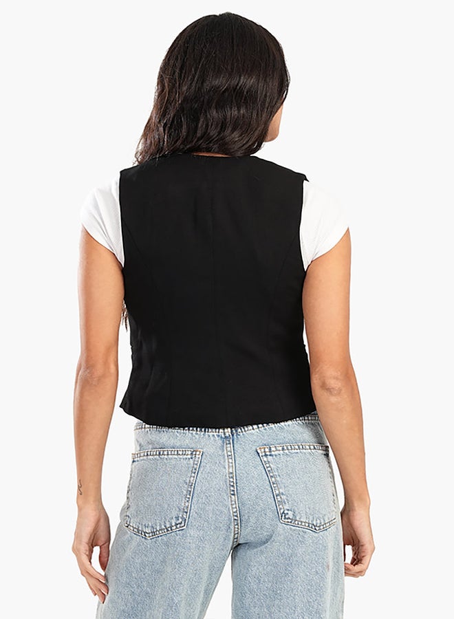 Carina Button-Up Black Vest  - Image 3