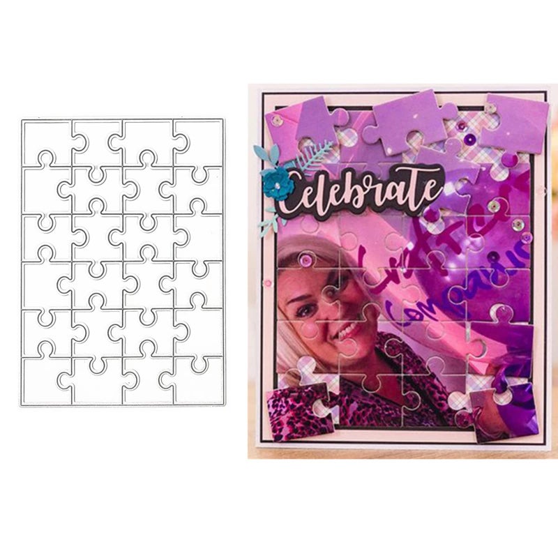 hinana Rectangle Puzzle Frame Metal Die CutsRectangle Puzzle Background Cutting Dies Cut Stencils for DIY Scrapbooking Photo Decorative Embossing Paper Dies for Scrapbooking Card Making