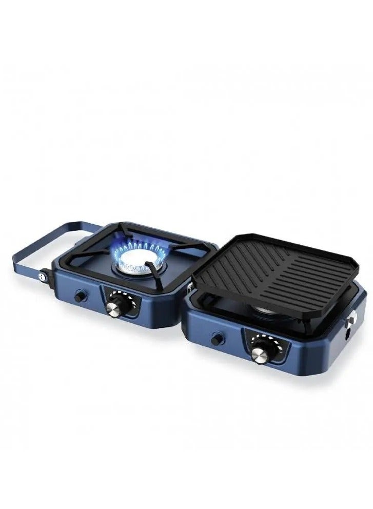 Albawadi Portable Foldable Camping Gas Stove with Grill Two Adjustable Burners 16000 BTU - Image 2