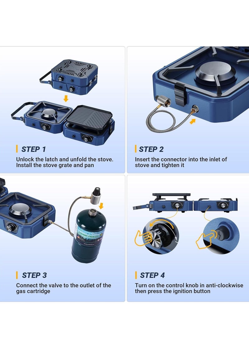 Albawadi Portable Foldable Camping Gas Stove with Grill Two Adjustable Burners 16000 BTU - Image 5