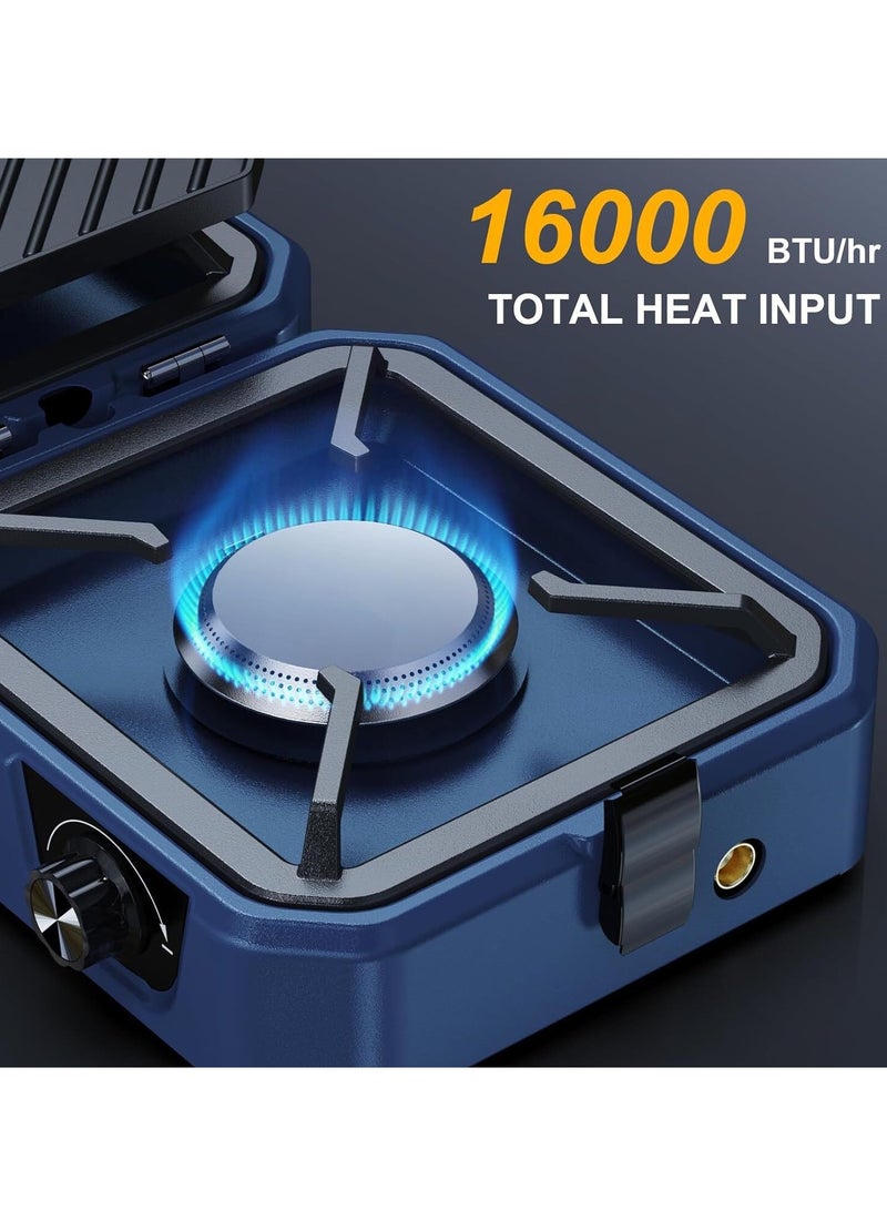 Albawadi Portable Foldable Camping Gas Stove with Grill Two Adjustable Burners 16000 BTU - Image 3