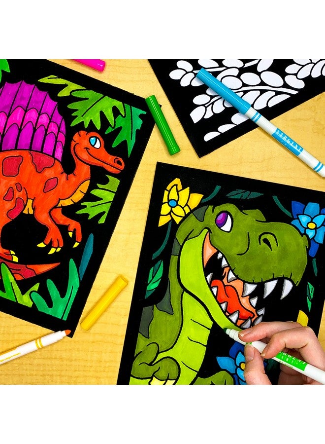Dinosaurs 6 Pack Of Fuzzy Velvet Coloring Posters For Kids Toddlers Girls And Boys (All Ages Arts And Crafts Activity) Includes Trex Stegosaurus Perfect For Vacation Travel Or Plane