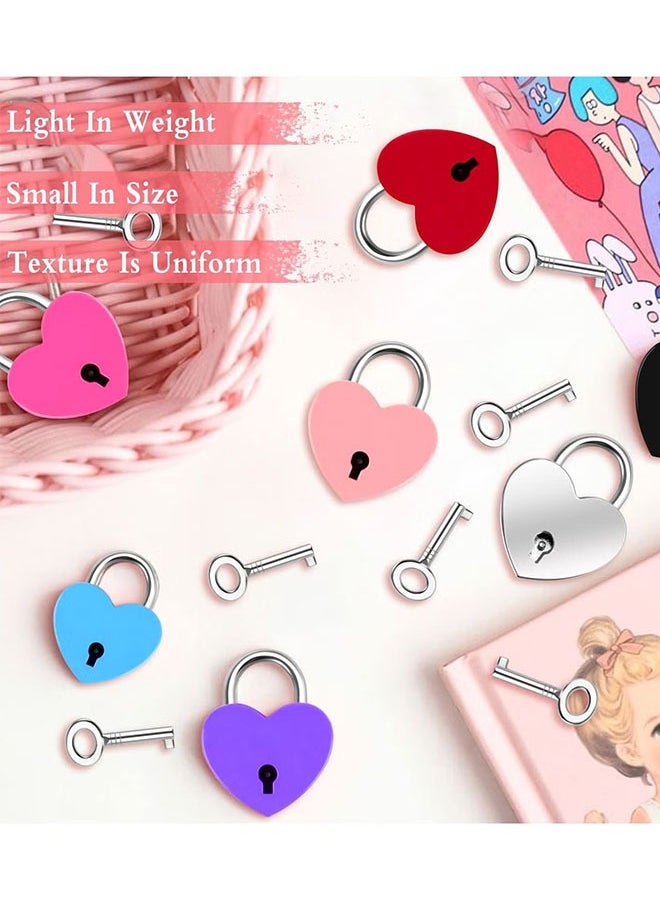 ZVEV 7 Piece Small Padlock Mini Lock Alloy Heart Shaped Lock with Key Suitcase Lock Lock Locker Decorative Diary Lock Love Decorative Lock for Box Diary Luggage (25*30mm)  - Image 3