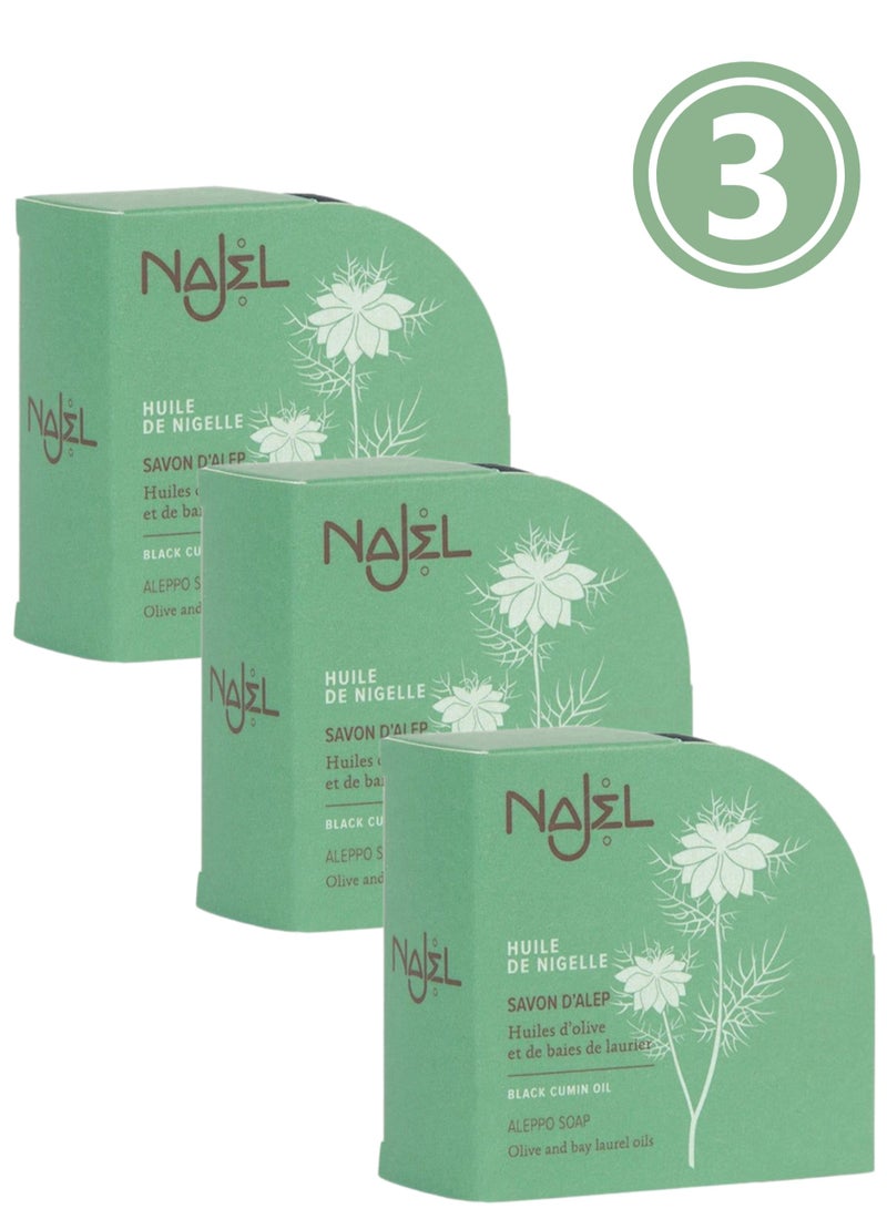 najel Aleppo Soap with Black Cumin Oil Rebalancing Soap 3.5 oz Pack of 3 - Image 1