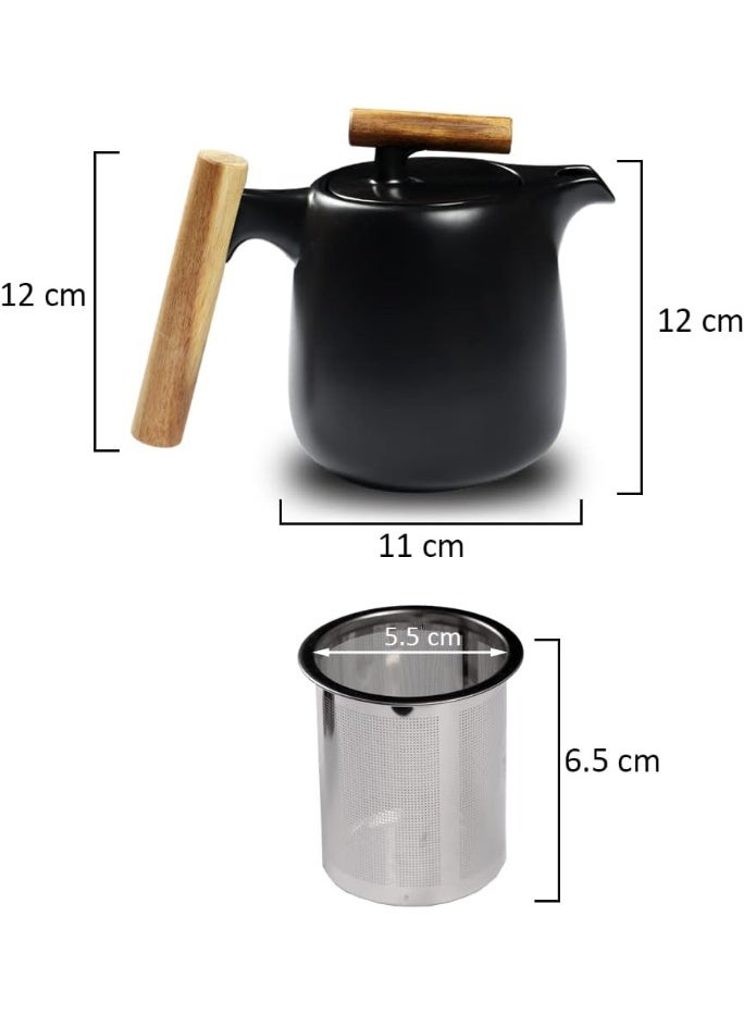 CERAMIC Luxury Ceramic Tea Set with Wooden Handle – 1 Kettle + 4 Cups - Image 4