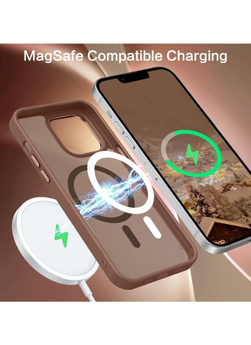 Denx Matte Magnetic case for iPhone 13 Pro, High Grade Drop Protection with Shockproof Strip, Translucent Matte Back Phone Case (Desert Titanium)  - Image 3