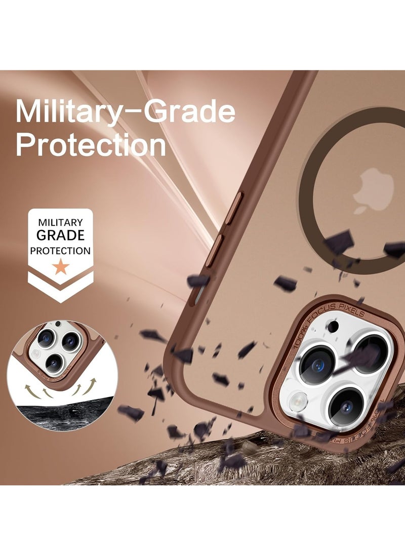 Denx Matte Magnetic case for iPhone 13 Pro, High Grade Drop Protection with Shockproof Strip, Translucent Matte Back Phone Case (Desert Titanium)  - Image 4