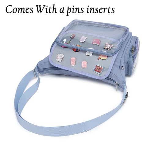 CHERRY SAUCE Canvas Ita Bag Crossbody Shoulder Bag Kawaii Purses and Handbags with Anime Pins Display - Image 3