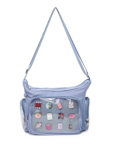 CHERRY SAUCE Canvas Ita Bag Crossbody Shoulder Bag Kawaii Purses and Handbags with Anime Pins Display - Image 1