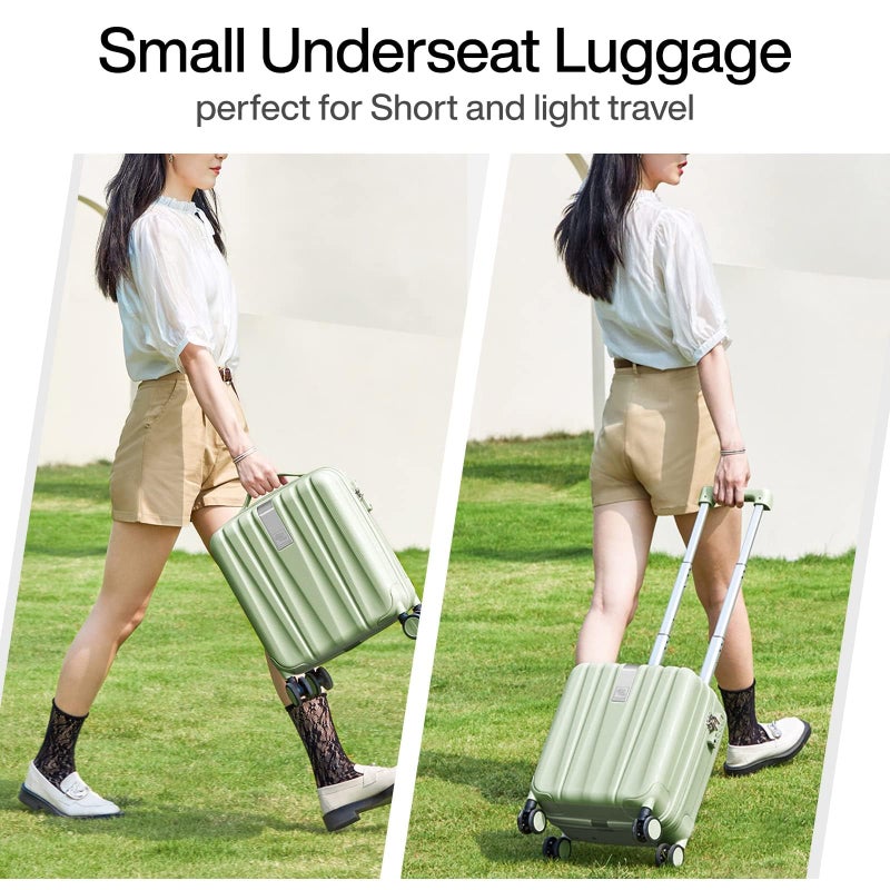 Hanke 14 Inch Underseat Carry On Luggage with Wheels Hard Shell Suitcases Carry On Bag Lightweight Small Mini Suitcase Travel Luggage for Travelï¼ˆBamboo Greenï¼‰ - Image 2
