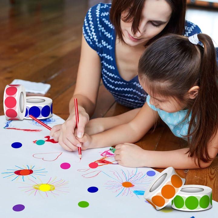 Dreecy 5000 PCS 3/4" Colored Dot Stickers Round Color Coding Labels Polka Circle Dot Label Sticker for Toddler, Office, Student, Classroom, Papers Etc(10 Rolls, 3/4 Inches) - Image 4