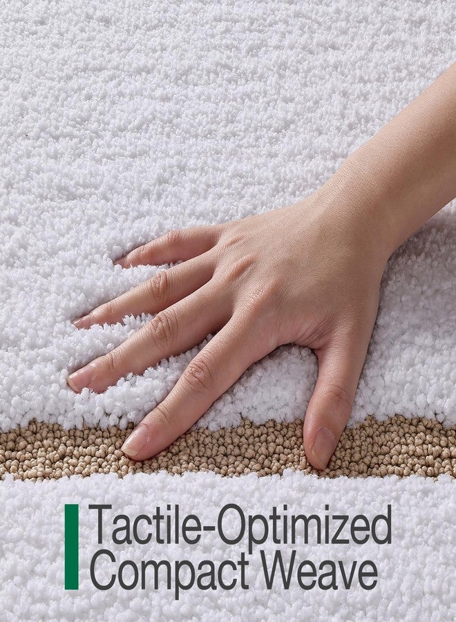 LUMI White Bath Mats for Bathroom, Non Slip Absorbent Soft Bath Rug, Fluffy Washable Classic Bathroom Rugs, Ideal for Floor, Shower Tub, Entryway, 24"x36", White and Beige - Image 4