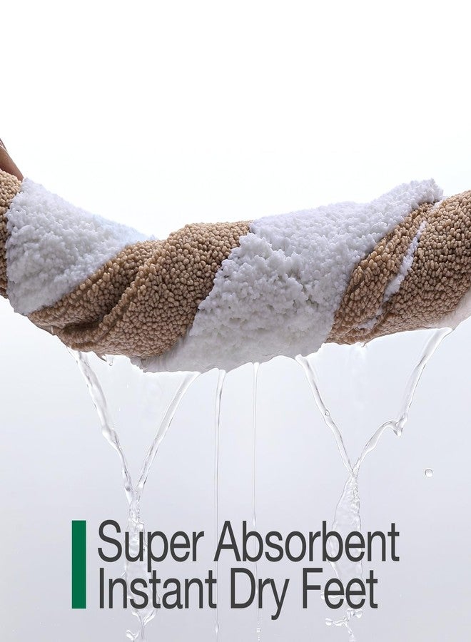 LUMI White Bath Mats for Bathroom, Non Slip Absorbent Soft Bath Rug, Fluffy Washable Classic Bathroom Rugs, Ideal for Floor, Shower Tub, Entryway, 24"x36", White and Beige - Image 5