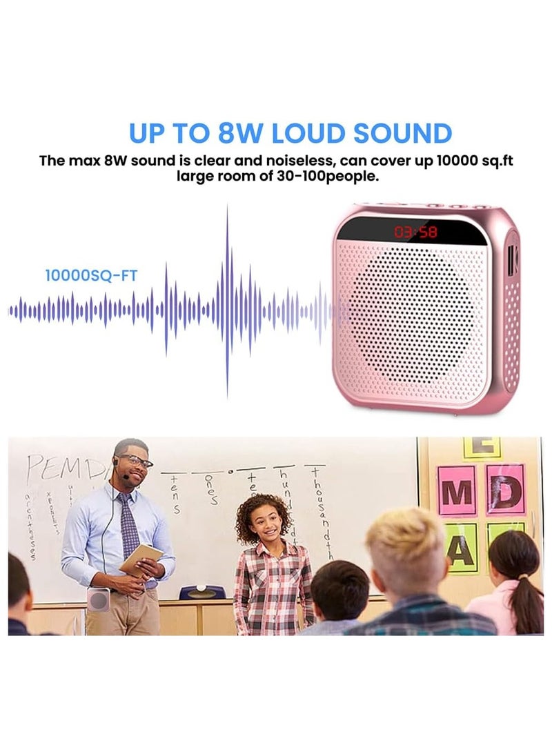 Hihonor - Portable Voice Amplifier for Teachers, 2200mAh Rechargeable Personal Amplifier Mic, PA System Headset Microphone with Speaker for Teachers, Training, Meeting, Tour Guide, Yoga, Classroom (Rose Gold) - Image 1