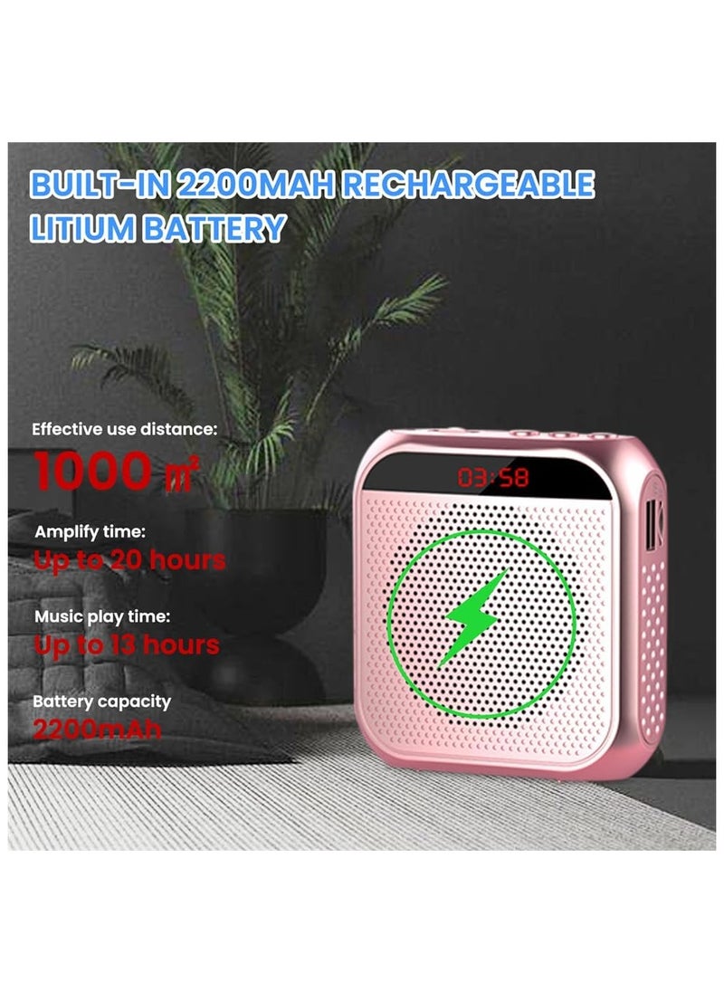 Hihonor - Portable Voice Amplifier for Teachers, 2200mAh Rechargeable Personal Amplifier Mic, PA System Headset Microphone with Speaker for Teachers, Training, Meeting, Tour Guide, Yoga, Classroom (Rose Gold) - Image 1