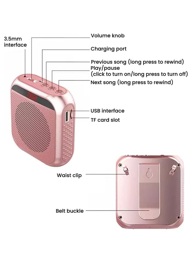 Hihonor - Portable Voice Amplifier for Teachers, 2200mAh Rechargeable Personal Amplifier Mic, PA System Headset Microphone with Speaker for Teachers, Training, Meeting, Tour Guide, Yoga, Classroom (Rose Gold) - Image 1