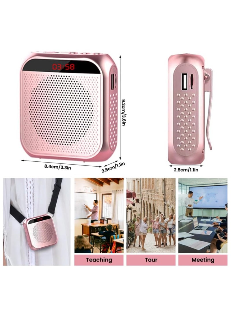 Hihonor - Portable Voice Amplifier for Teachers, 2200mAh Rechargeable Personal Amplifier Mic, PA System Headset Microphone with Speaker for Teachers, Training, Meeting, Tour Guide, Yoga, Classroom (Rose Gold) - Image 1