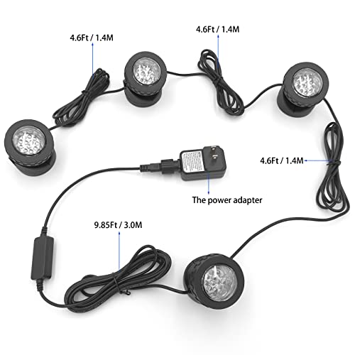 TENSUL Colored Pond Lights with Timer, RGB Weighted Fountain Light IP68 Waterproof, Dimmable Outdoor Landscape Lights Fish Tank Pond Fountain Garden, 4 in Set - Image 4