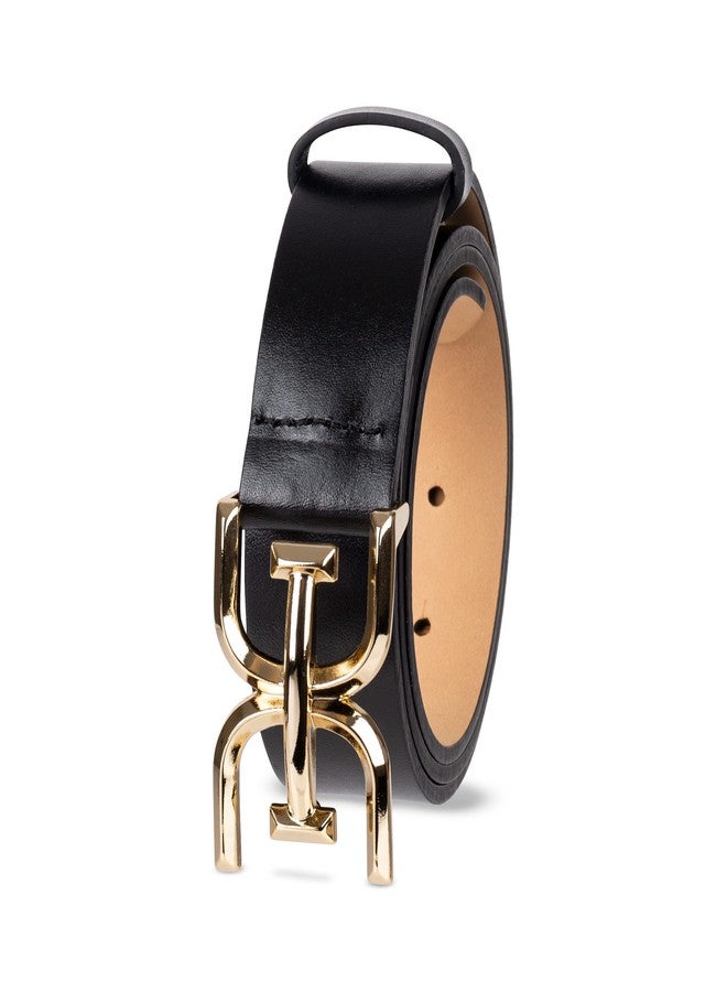 Sam Edelman Women's Double-E Logo Plaque Buckle Jean and Trouser Belt, Black, Medium - Image 3