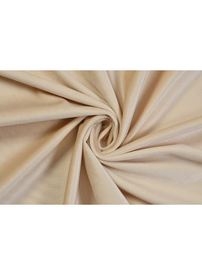 Home-Cloud Home cloud 5 Pieces Velvet Plain Semi Blackout Parda Curtains for Long Door 9 Feet Set of 5 Pcs-[ 4 Feet x 9 Feet]- Color-Cream  - Image 2
