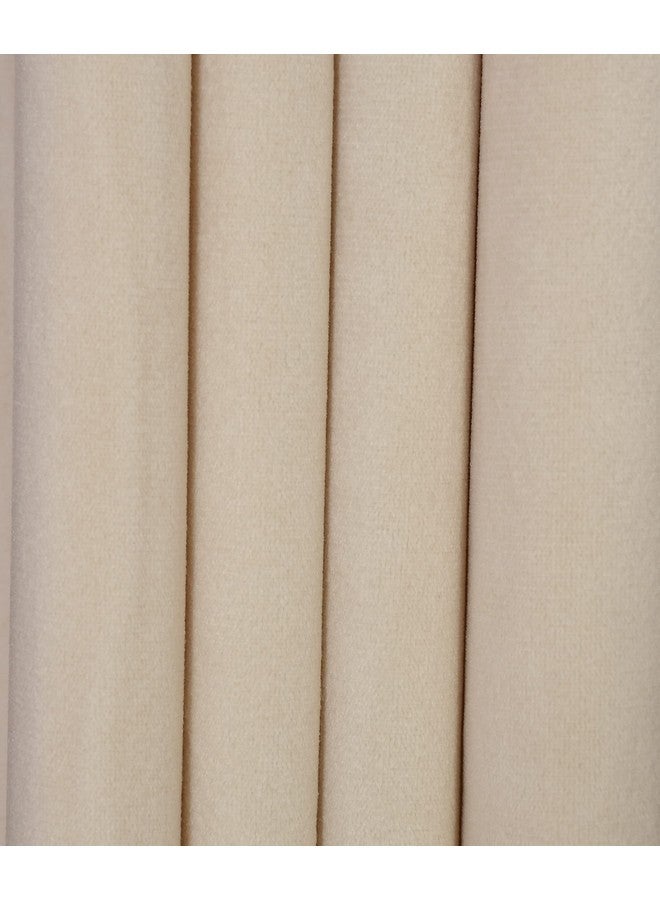Home-Cloud Home cloud 5 Pieces Velvet Plain Semi Blackout Parda Curtains for Long Door 9 Feet Set of 5 Pcs-[ 4 Feet x 9 Feet]- Color-Cream  - Image 4