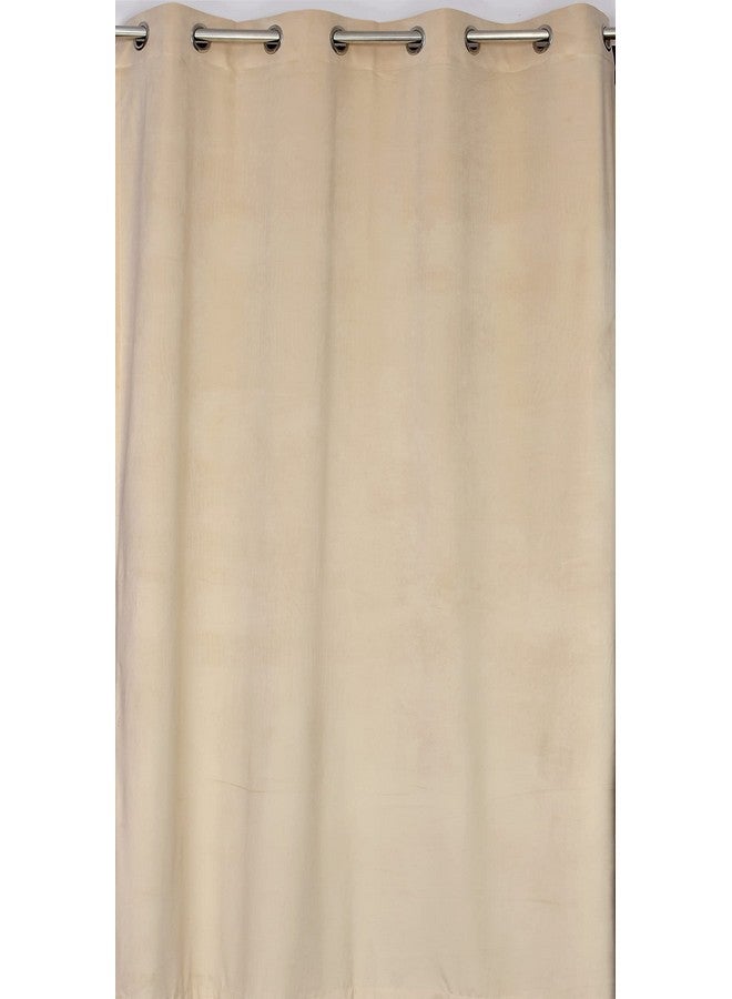 Home-Cloud Home cloud 5 Pieces Velvet Plain Semi Blackout Parda Curtains for Long Door 9 Feet Set of 5 Pcs-[ 4 Feet x 9 Feet]- Color-Cream  - Image 5