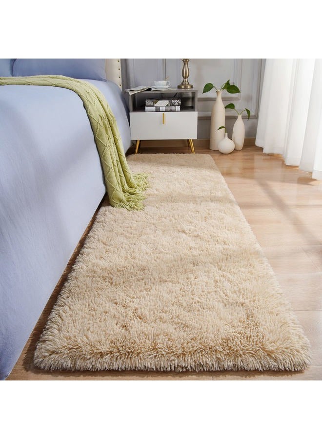 BENRON Soft Runner Rugs for Bedroom 2x6, Washable Long Runners for Hallway Entryway Kitchen Dorm, Fluffy Throw Rug for Kids Girls Room Decor Photo Prop, Light Tan - Image 1
