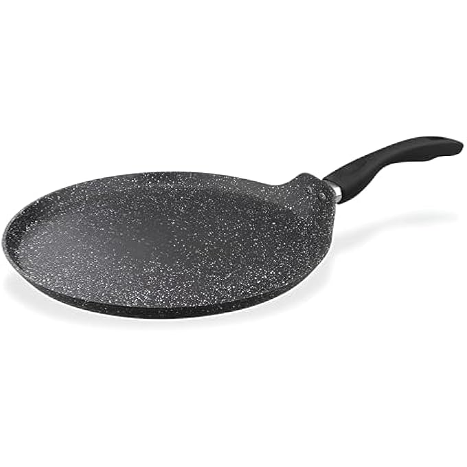 ريحني مقلاة كريب أمريكية بحجم 28 سم من الألمنيوم المصبوب بثلاث طبقات، خفيفة الوزن من الرخام الأسود غير اللاصق، مثالية للطهي الصحي - Image 2