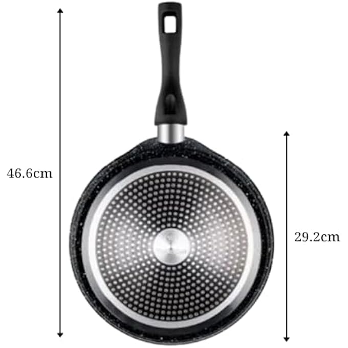 ريحني مقلاة كريب أمريكية بحجم 28 سم من الألمنيوم المصبوب بثلاث طبقات، خفيفة الوزن من الرخام الأسود غير اللاصق، مثالية للطهي الصحي - Image 4