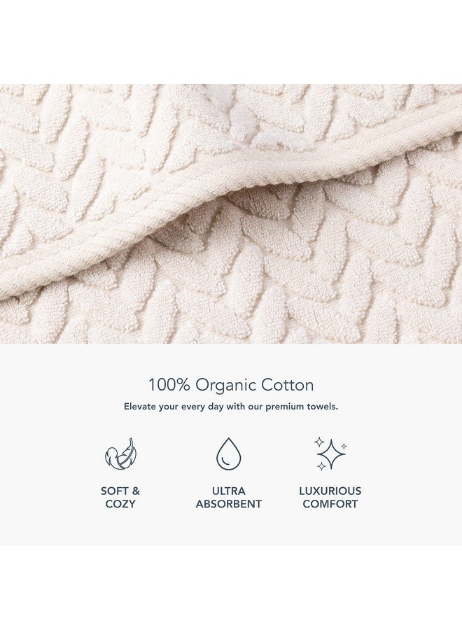 TexereSilk Texere 100% Organic Cotton Jacquard 650 GSM Premium Bath Towel Sets - Extra Absorbent Quick Dry and Plush, 2 Large Bath Towels, 2 Hand Towels, 2 Washcloths (Cable, Birch, 6 Piece) - Image 2