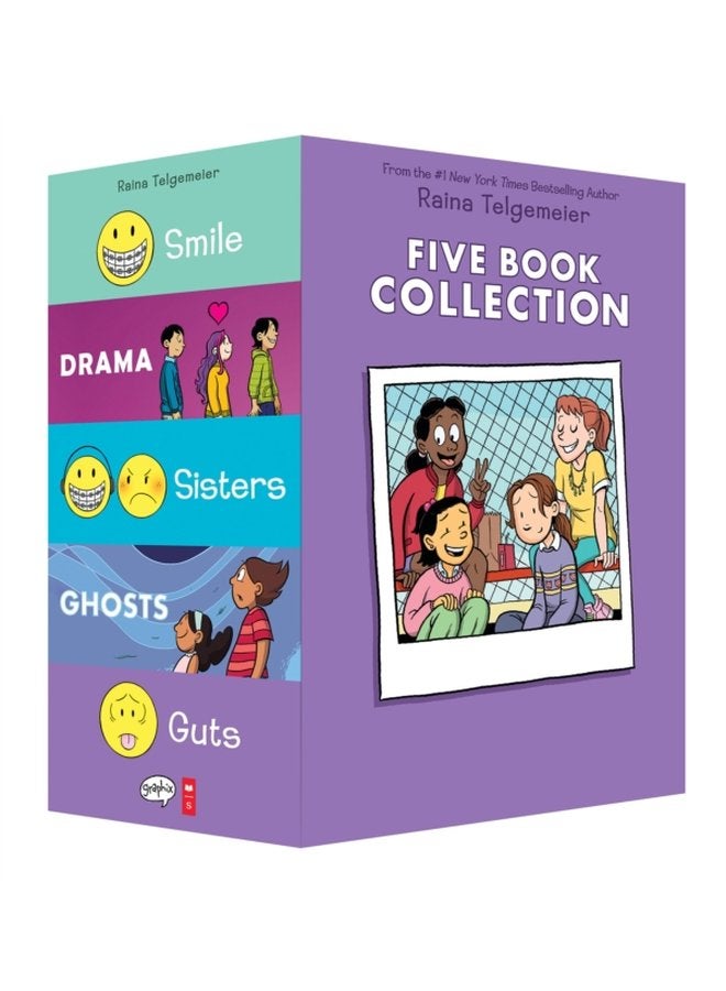 Raina Telgemeier Five Book Collection Smile Drama Sisters Ghosts Guts - Paperback